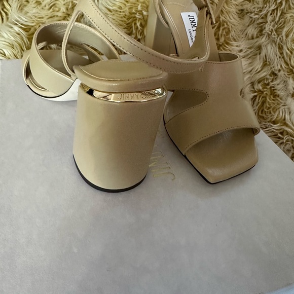 Jimmy Choo Ellison 85 desert Nappa Leather Sandals sz 38 - Picture 6 of 12